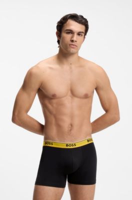 Three-pack stretch-cotton boxer briefs, Black