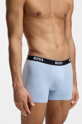 Three-pack of stretch-cotton logo-waistband boxer briefs, Blue