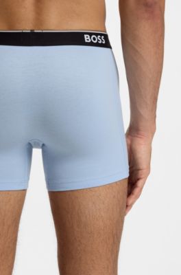 Three-pack of stretch-cotton logo-waistband boxer briefs, Blue