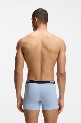 Confezione da tre boxer in cotone elasticizzato con elastico logato in vita, Blu