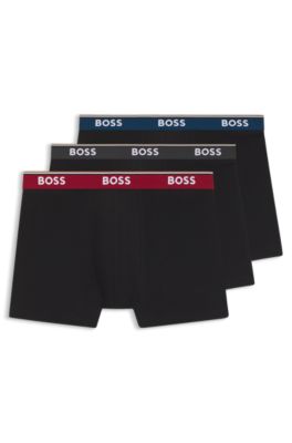 Three-pack of stretch-cotton logo-waistband boxer briefs, Black
