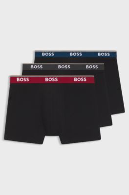 Three-pack of stretch-cotton logo-waistband boxer briefs, Black