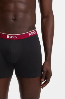 Three-pack of stretch-cotton logo-waistband boxer briefs, Black