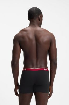 Three-pack of stretch-cotton logo-waistband boxer briefs, Black