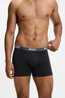 Three-pack of stretch-cotton logo-waistband boxer briefs, Patterned