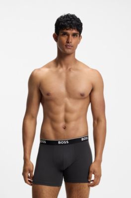 Three-pack of stretch-cotton logo-waistband boxer briefs, Patterned