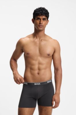 Three-pack of stretch-cotton logo-waistband boxer briefs, Patterned