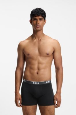Three-pack of stretch-cotton logo-waistband boxer briefs, Patterned