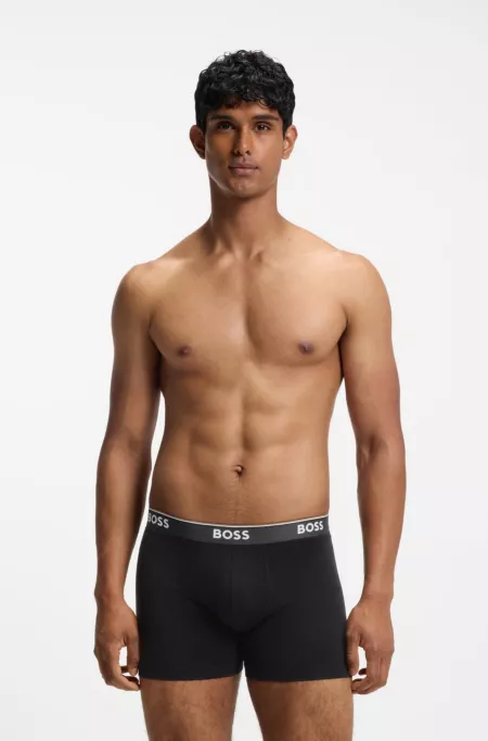 Three-pack of stretch-cotton logo-waistband boxer briefs