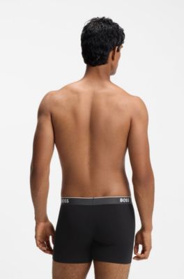 Three-pack of stretch-cotton logo-waistband boxer briefs, Patterned