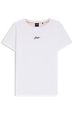 Slim-Fit T-Shirt aus Baumwolle mit gesticktem Logo in handschriftlichem Stil