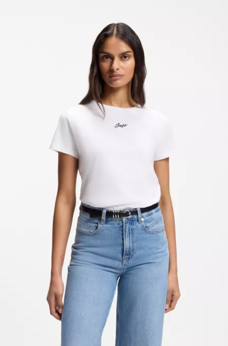 Camiseta slim fit de algodón con logo bordado