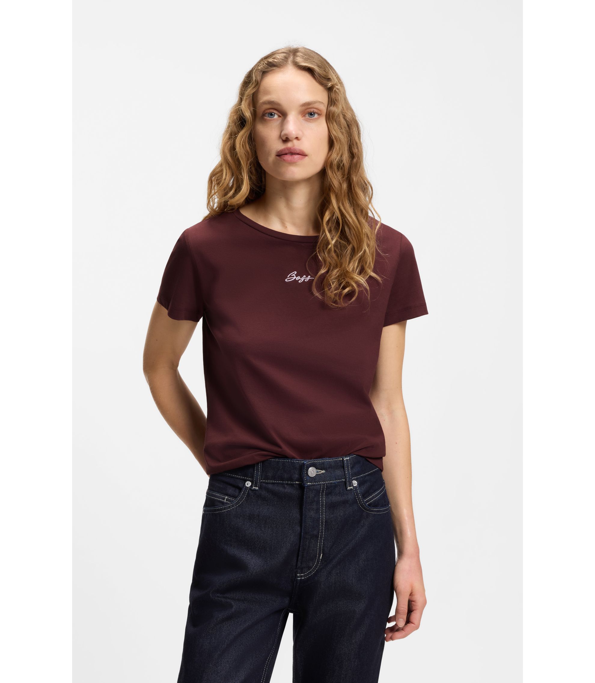 Slim-Fit T-Shirt aus Baumwolle mit Logo-Stickerei