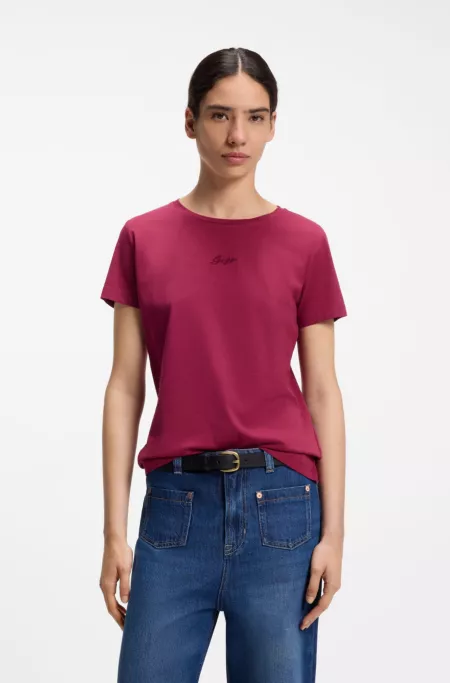 Slim-fit T-shirt in cotton with embroidered logo