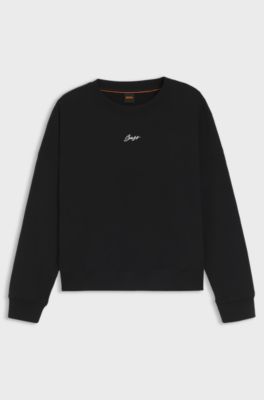 Cotton-terry sweatshirt with handwritten logo, Black