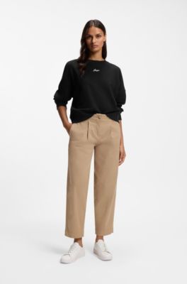 Cotton-terry sweatshirt with handwritten logo, Black