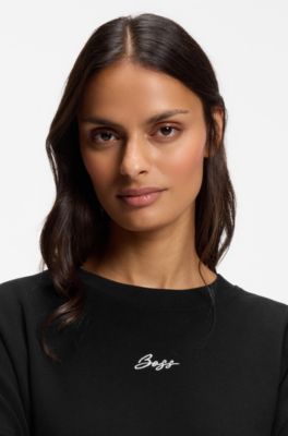 Cotton-terry sweatshirt with handwritten logo, Black
