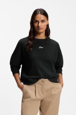 Cotton-terry sweatshirt with handwritten logo, Black