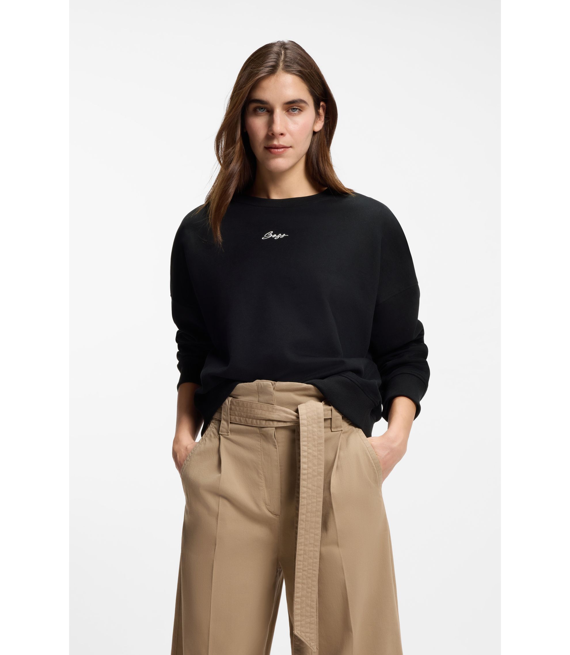 Sweatshirt aus Baumwoll-Terry mit Logo in handschriftlichem Stil