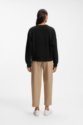 Cotton-terry sweatshirt with handwritten logo, Black