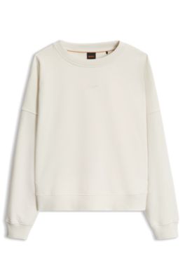 Cotton-terry sweatshirt with handwritten logo, Natural