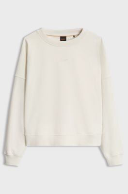 Cotton-terry sweatshirt with handwritten logo, Natural