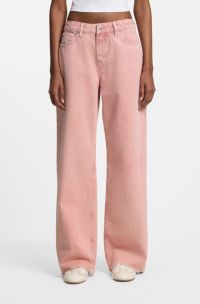 Loose-fit jeans in pink denim with frayed hems, light pink