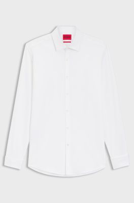 Slim-fit shirt in stretch cotton, White