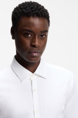 Slim-fit shirt in stretch cotton, White