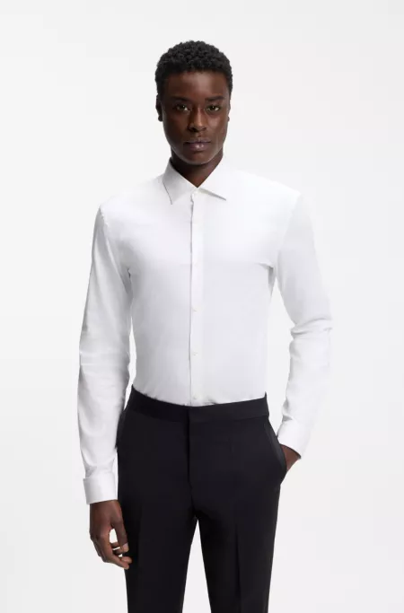 Camisa slim fit de algodón elástico