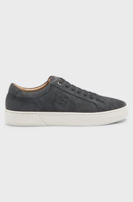 Gary trainers in velour-effect suede, Dark Grey