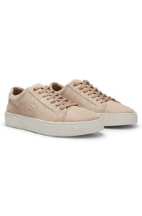 Gary-sneakers van suède in velourslook, Beige