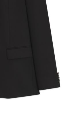 Three-piece slim-fit suit in twill fabric, Black