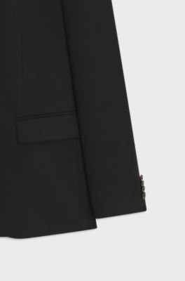 Three-piece slim-fit suit in twill fabric, Black