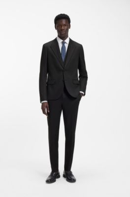 Abito tre pezzi slim fit in tessuto twill, Nero