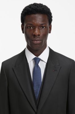 Three-piece slim-fit suit in twill fabric, Black