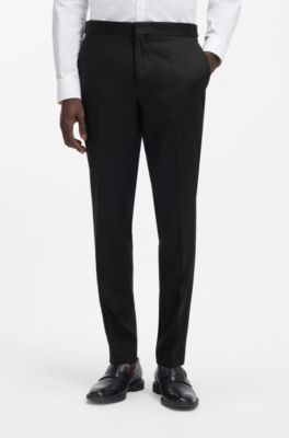 Three-piece slim-fit suit in twill fabric, Black
