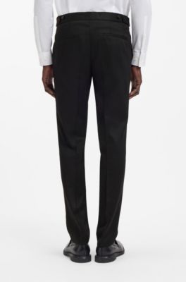 Three-piece slim-fit suit in twill fabric, Black