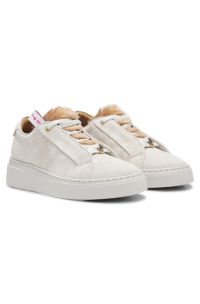BOSS x Steiff Sneakers aus Veloursleder mit Mohair-Details, Natur