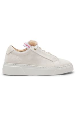 BOSS x Steiff suede trainers with mohair trims, Natural