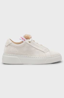 BOSS x Steiff suede trainers with mohair trims, Natural