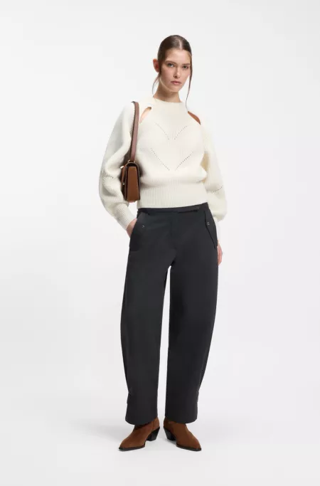 Relaxed-fit sweater with open-work knit