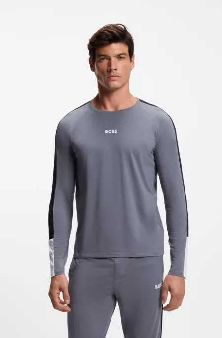 Cotton-blend pyjama set with contrast inserts