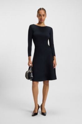 Strickkleid mit dezentem Schimmer, Dunkelblau