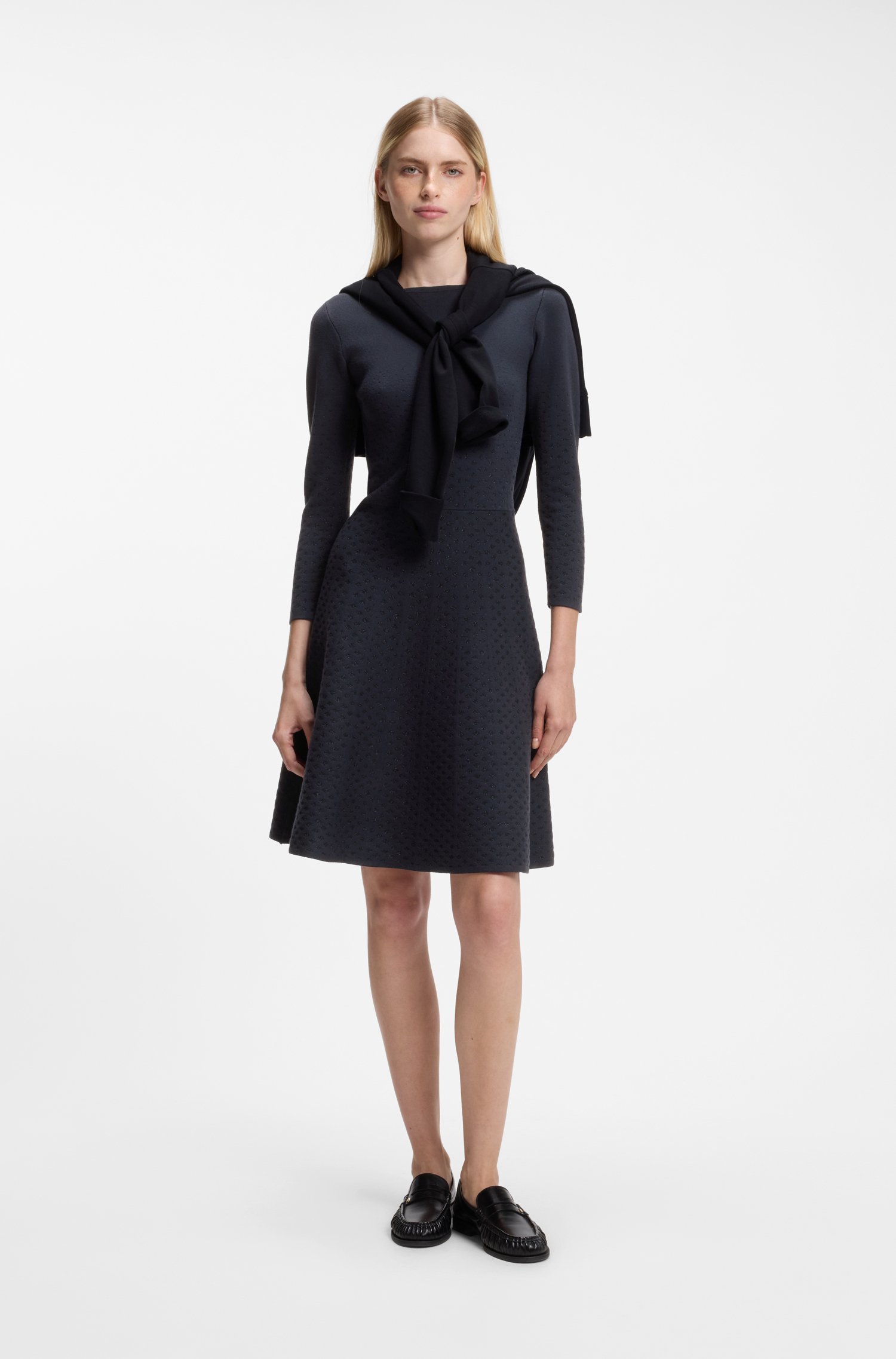 Boss Patterned boat-neck dress in a stretch knit klänningar dam – bild 2