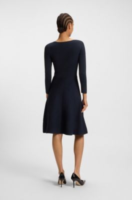 Strickkleid mit dezentem Schimmer, Dunkelblau