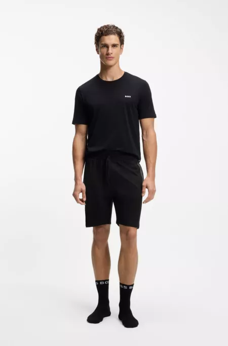 Cotton-terry shorts with stripe and logo