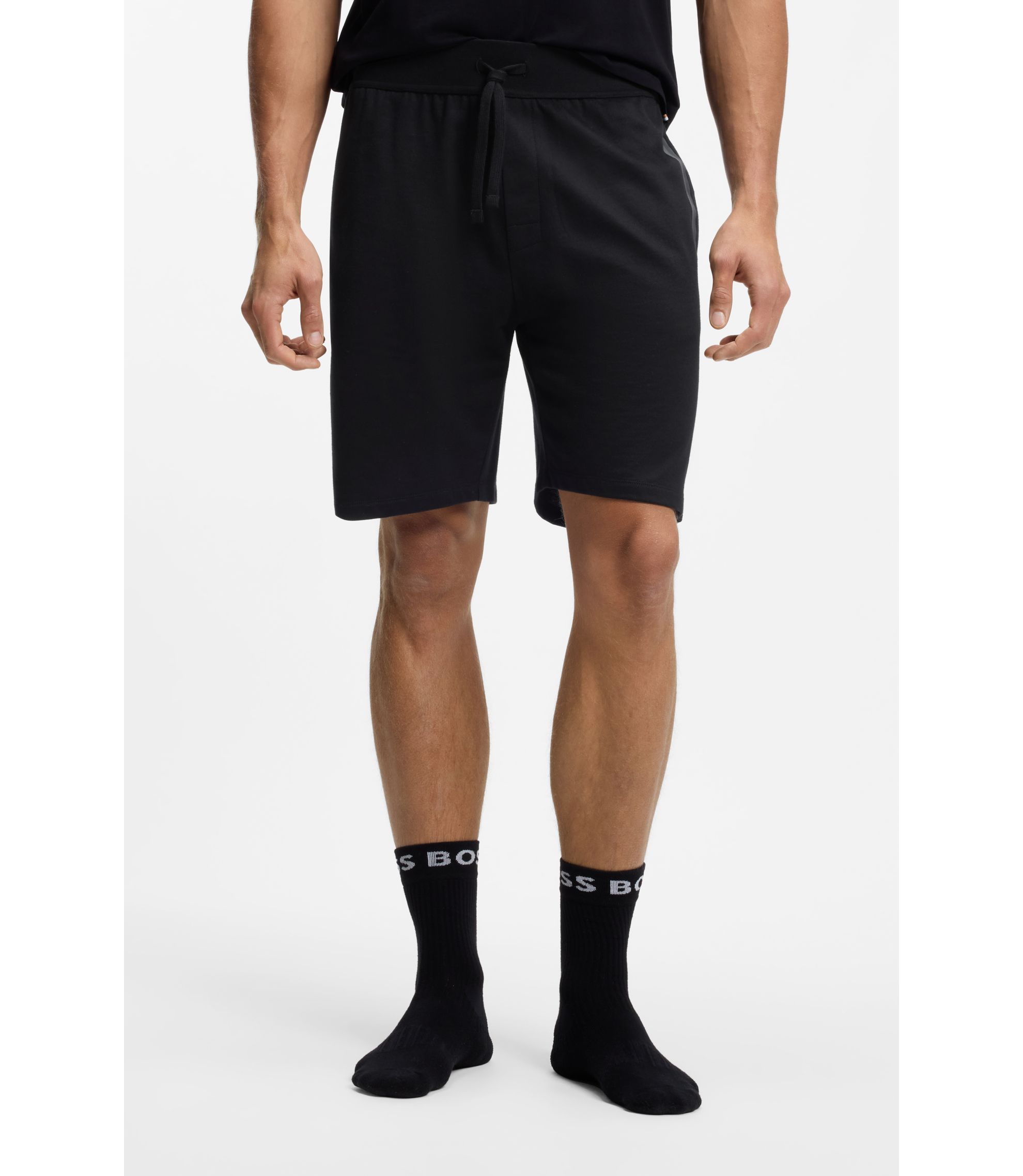 Shorts aus Baumwoll-Terry mit Streifen und Logo