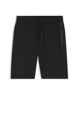 Logo-print loungewear shorts in cotton terry, Black
