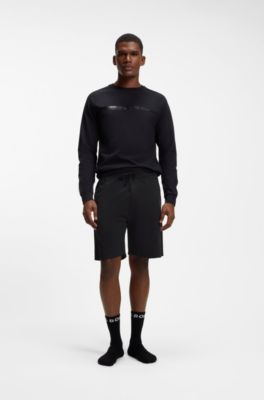 Loungewear-Shorts aus Baumwoll-Terry mit Logo-Print, Schwarz